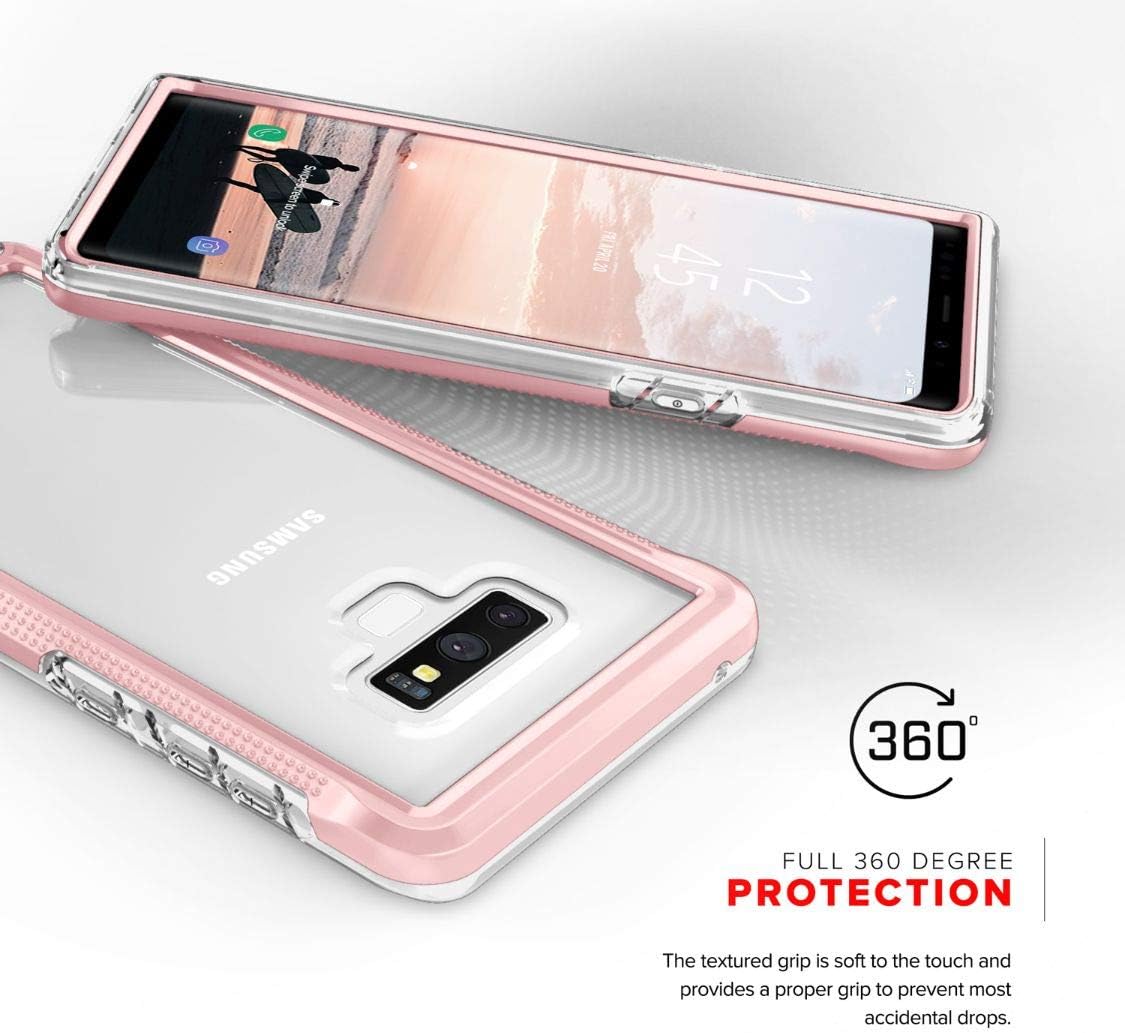 Zizo ION Series Compatible with Samsung Galaxy Note 9 Case Military Grade Drop Tested with Tempered Glass Screen Protector Rose Gold Clear