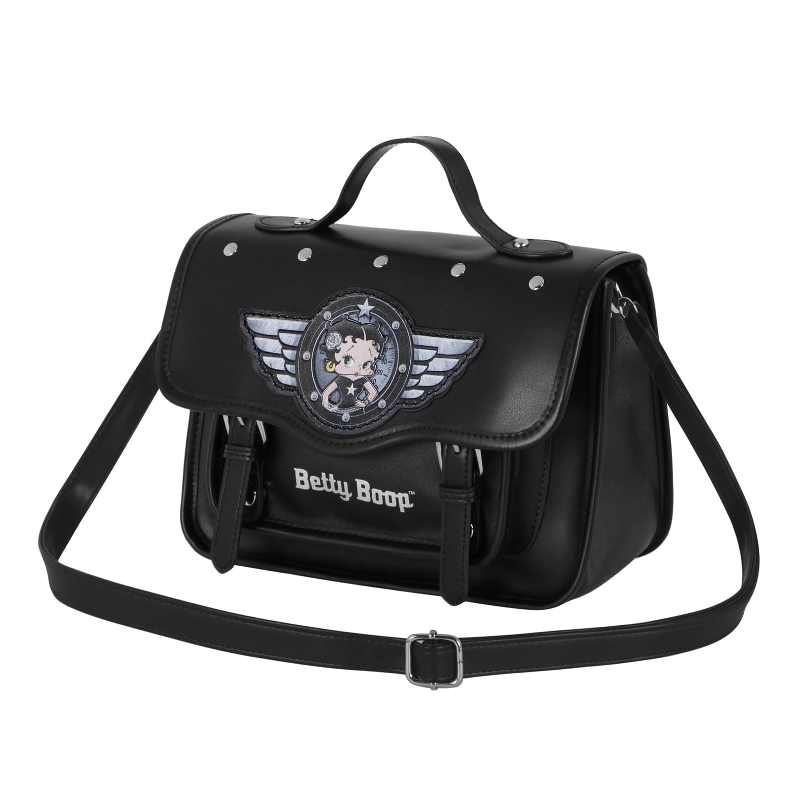 Betty Boop Motor Love-Satchel Shoulder Bag-Backpack, Black, 27 x 19 cm