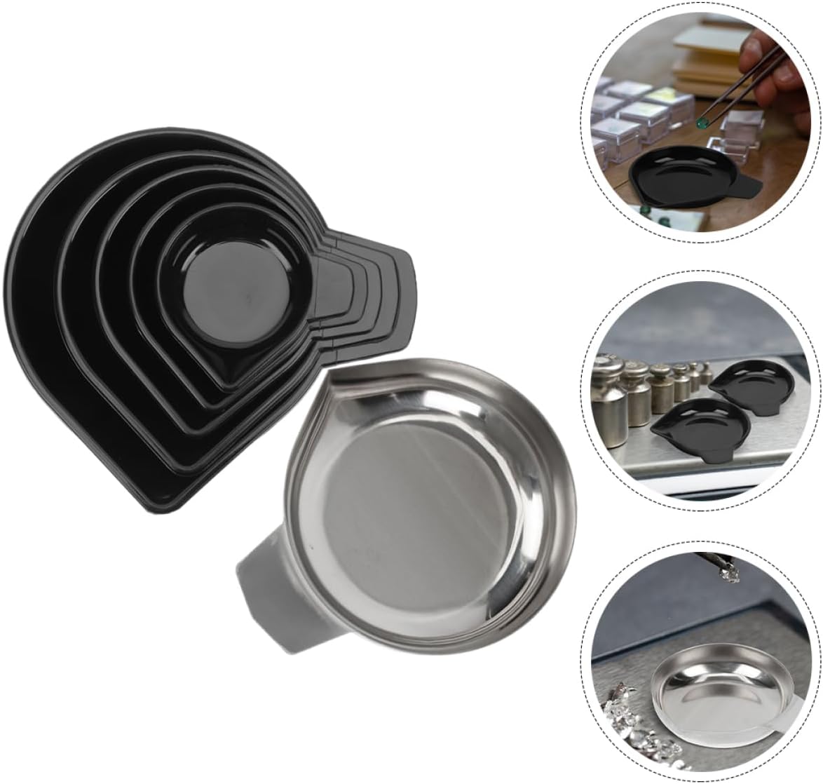 Lurrose 30pcs Stainless Steel Weighing Trays for Digital Scales Stackable Weighting Pan for Jewelry Food and Small Objects and Versatile Weighing