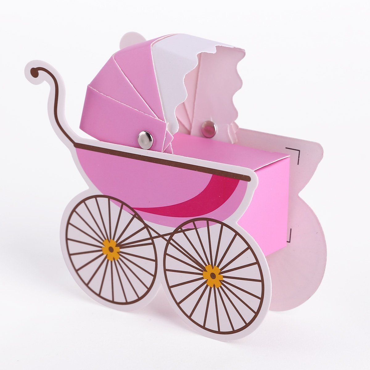 Lance Home 50 Pezzi Bomboniere In Carta A Forma Di Cubo Con Nastri - Scatole Portaconfetti Per Battesimo, Matrimonio, Rosa - 5