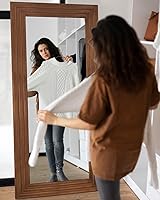 Vista 7 de Espejo de longitud completa, espejo de madera de 71 x 32 pulgadas, espejo de piso de madera con soporte, espejos de pie de gran tamaño, espejos