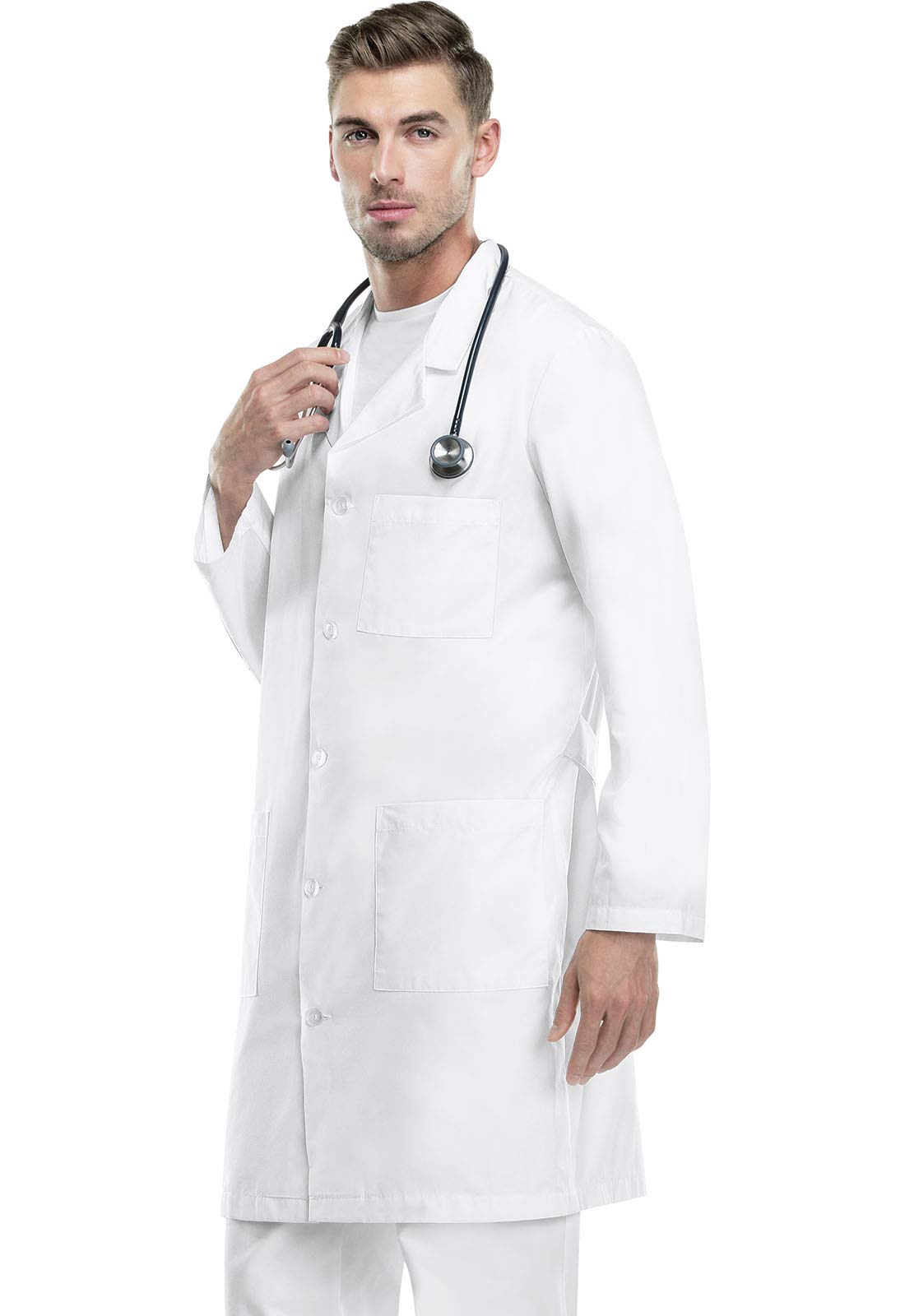 Cherokee Men's 40" Full Length Lab Coat, White, Medium-image-3