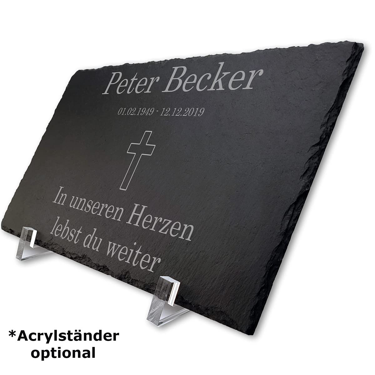 Gedenktafel mit Gravur für Menschen Schiefer 30 x 20 cm wetterfest - Individueller Text