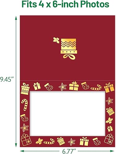 Miniatura 4 de ceiba tree Paquete de 40 tarjetas navideñas con marco de fotos, tarjetas de felicitación navideñas con sobres