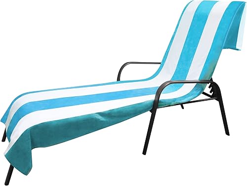 Miniatura 2 de Superior Toalla clásica para silla de descanso, algodón de alta calidad, de gran tamaño, para interiores y exteriores, con detalle de cojín a rayas,