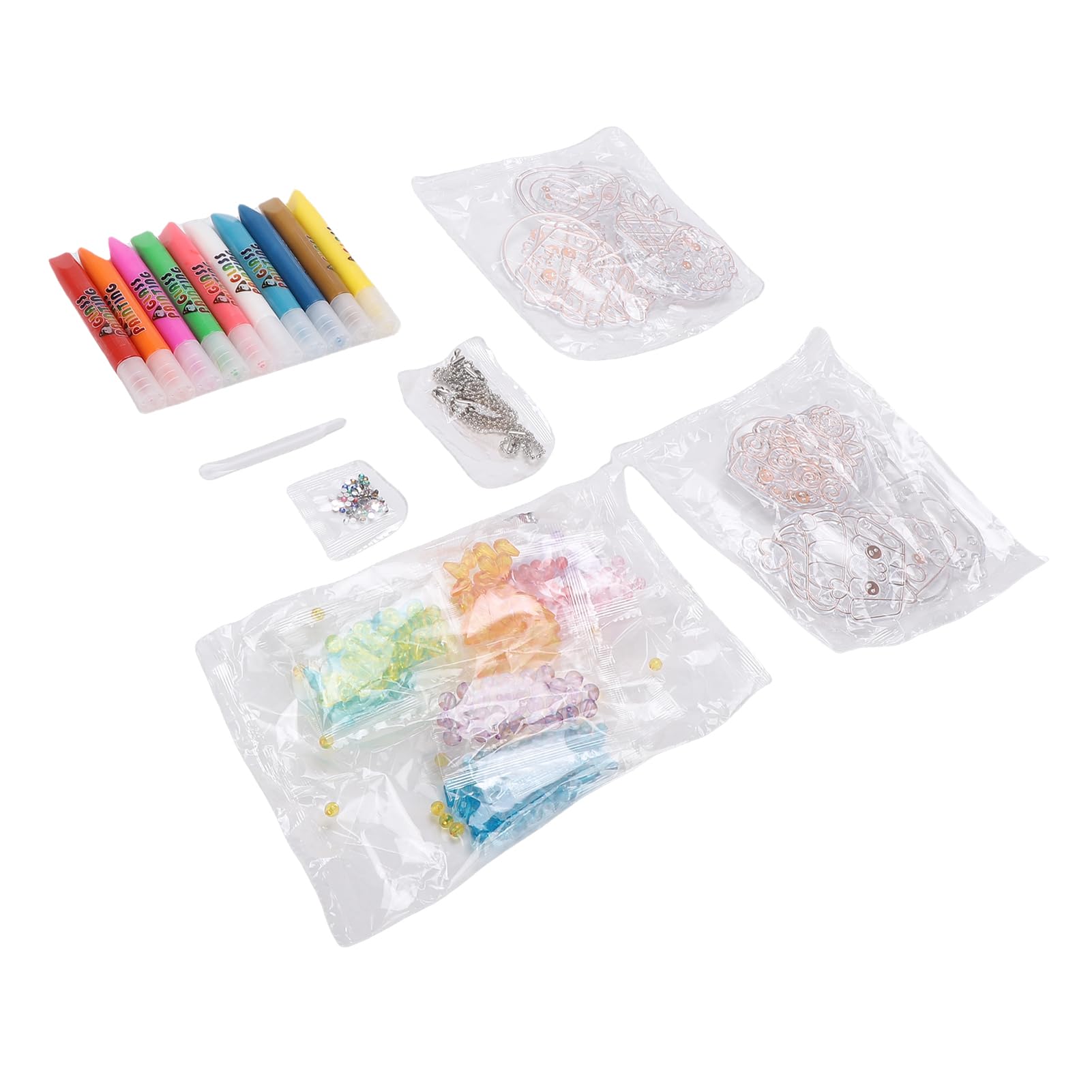 Kit de pintura con pegamento de cristal que no requiere horneado para un arte infantil seguro (W666-A Patrón de pastel de cuento de hadas)