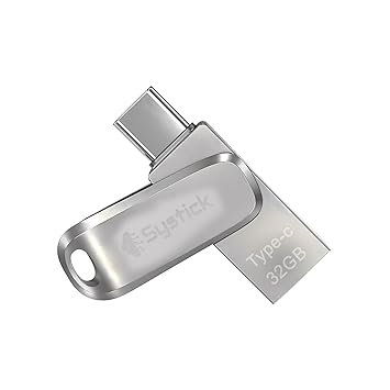 SYSTICK USB OTG Type-C/Micro 3.0 | Aluminium Portable High Speed Micro USB OTG Adapter/Converter Compatible Flash Drive All Micro O.T.G Enable Devices | with Key Ring | Silver Color (32 GB)