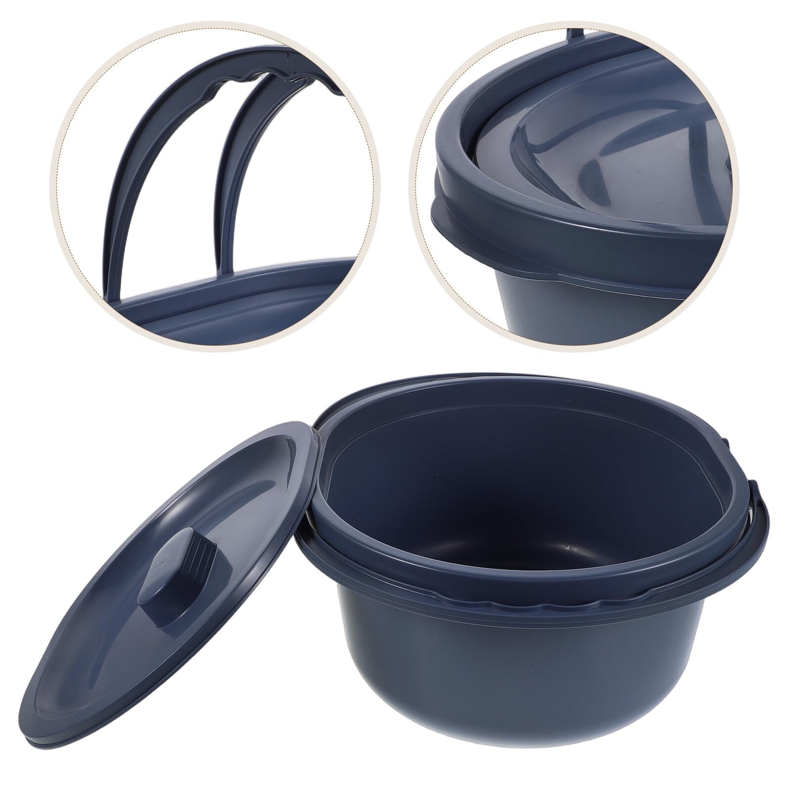 Vaso da Notte con Coperchio per Anziani in Pe Blu, Contenitore Urinario Sicuro con Doppia Maniglia per Raccolta Urine a Domicilio in Camera da Letto