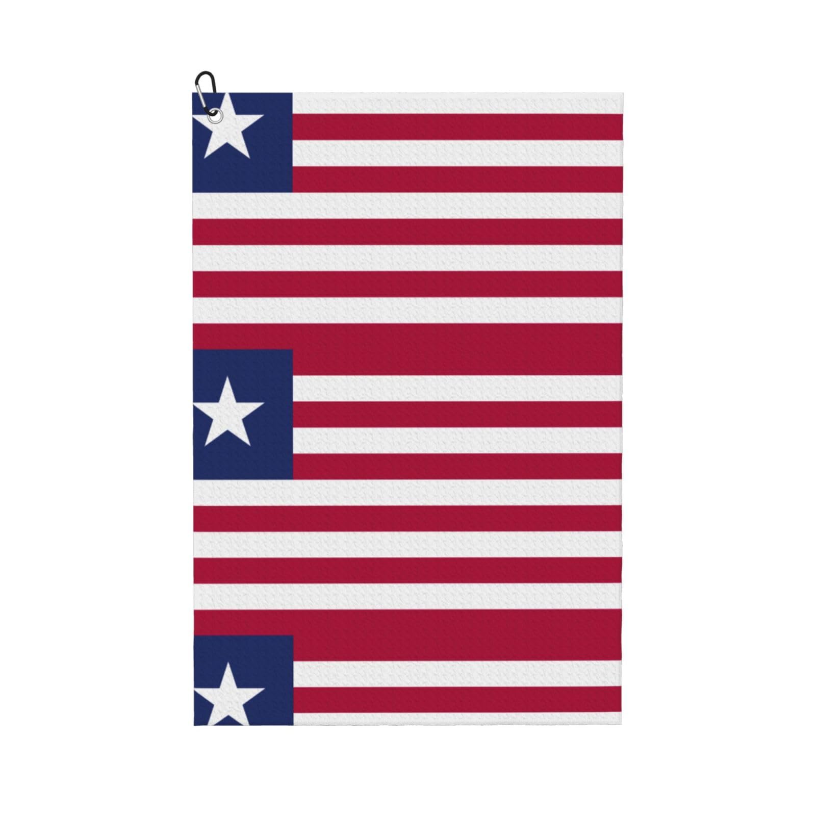 peiyeety Liberia Flag Microfiber Golf Towel with Carabiner Clip, 16x24 Inch Absorbent Waffle Weave Towel for Golf Bags