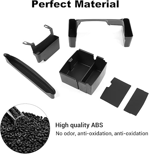Vista 4 de JWWY Caja de almacenamiento para reposabrazos de pasajero, caja de almacenamiento, asa de agarre, bandeja organizadora de engranajes para Jeep 6