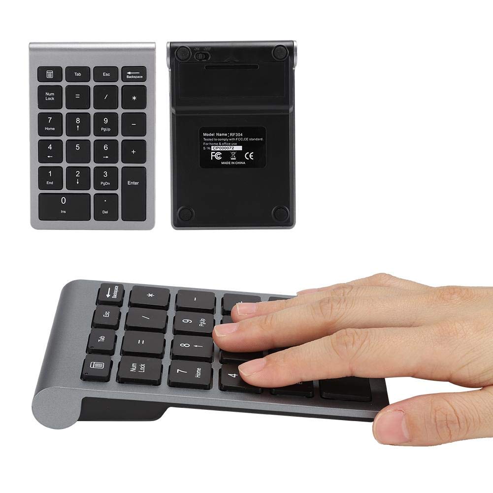 Zunate Tastierino numerico senza fili, tastierino numerico a 22 tasti con ricevitore USB, tastiera portatile da 2,4 g per numeri di contabilità finanziaria, per notebook, laptop (ferro grigio)