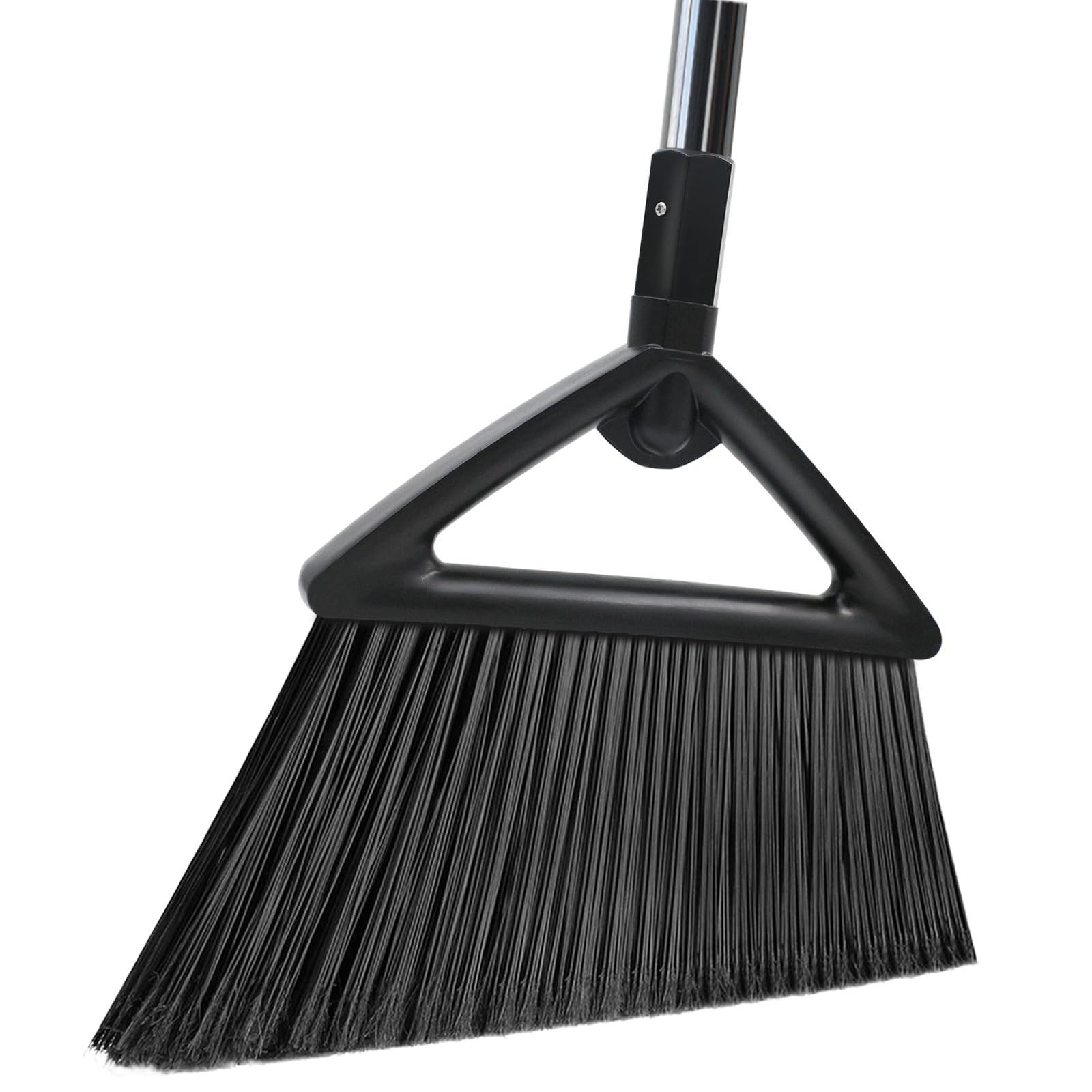 PUTNATRUE Heavy Duty Broom - 1 PCS Upgraded Angle Broom with Longer Handle, Indoor Outdoor Black Broom for Sweeping Garage Restaurant Kitchen Room and Yard