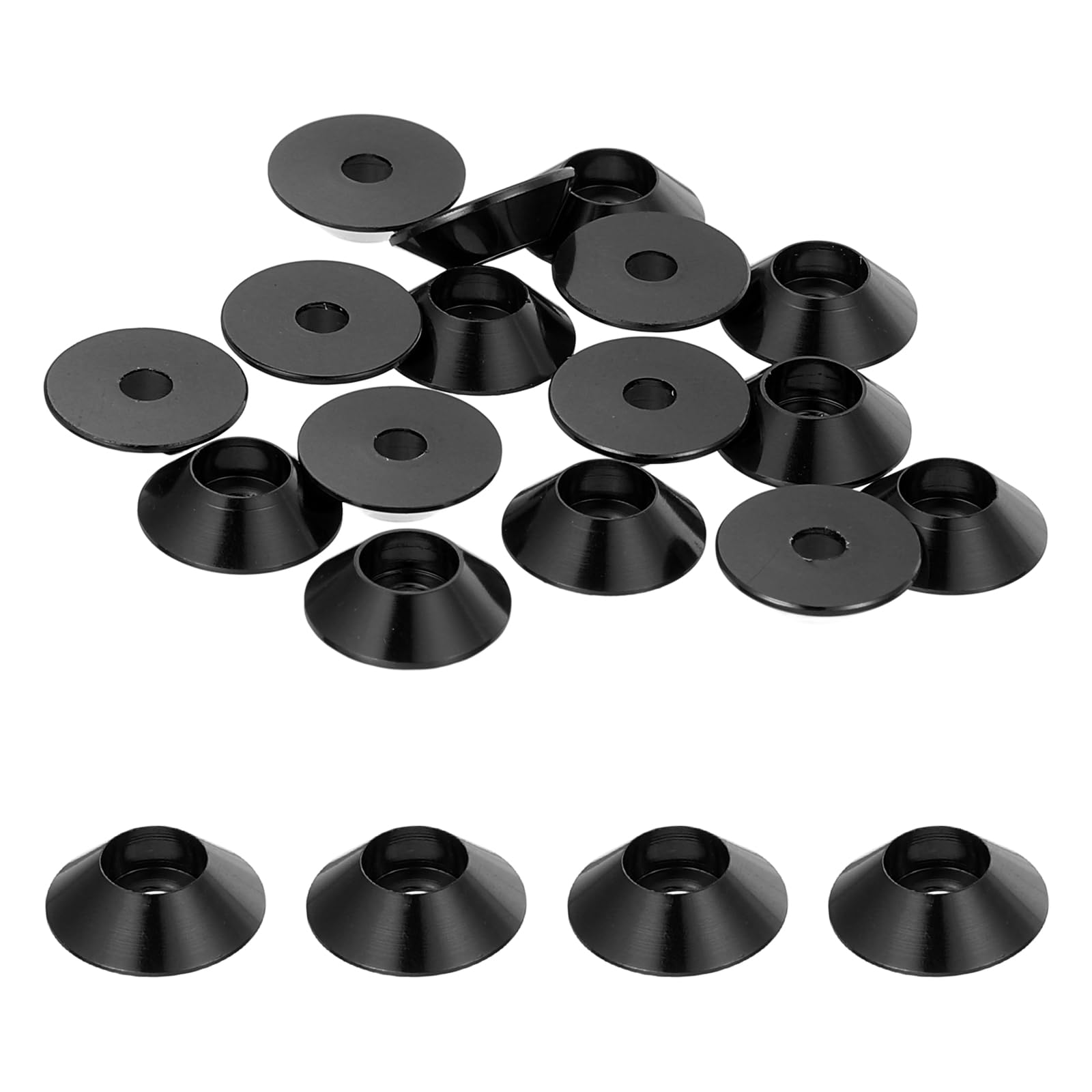 sourcing map M2 Cone Cup Washers, Anodized Aluminum Gaskets Cup Head Washer Gasket for Screw RC/FPV/PC/Drone/Mechanical Accessories Model Parts, Pack of 20 (Black) โ image 1
