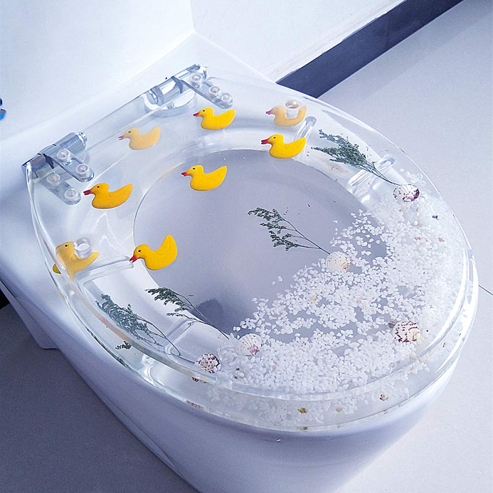 Soft Close Resin Toilet Seat Seall Design Trwały mocznik Formaldehyd Łatwy montaż w górnej instalacji Cichy zawias Odporny na dekorację łazienkową kompatybilny ze standardowymi okrągłymi owalnymi kszt