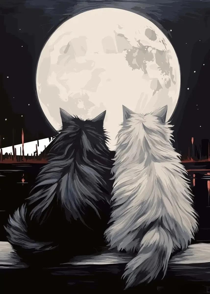 Cuadro de gatos en lienzo ideal como póster decorativo para regalar