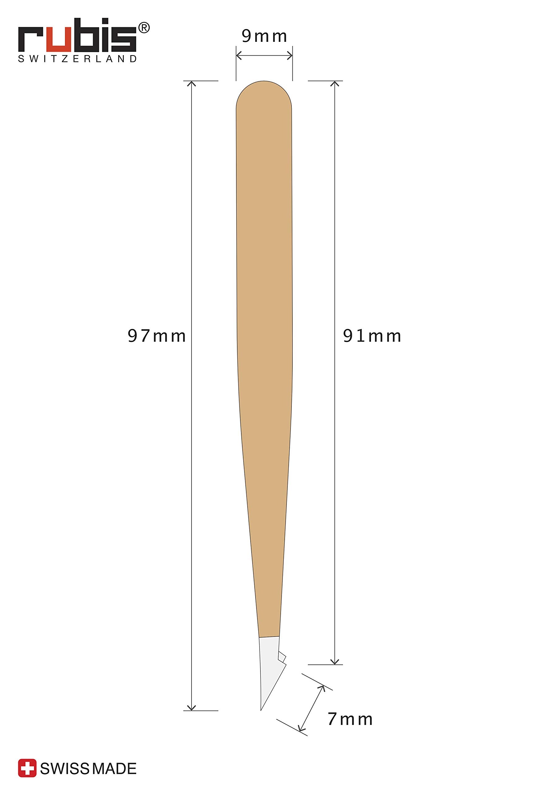 Rubis Evolution 2 en 1 – Pince à épiler pointue pour poils incarnés – Pince à épiler – Épilation des sourcils – Or