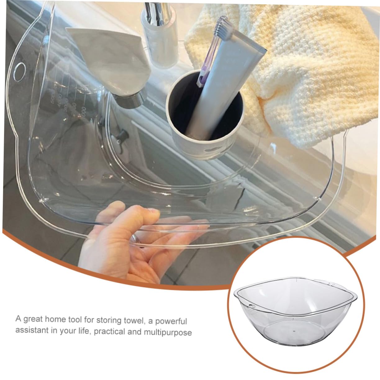 TOVINANNA Transparent Plastic Washing Basin for Face Cleansing Washbasin for Salon and Home Use Smooth Surface for and Convenient Washing