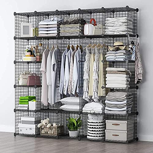 Yozo Wire Cube Storage Metal Closet Wardrobe Room Organizaion Armoire Pantry Cabinet Book Shelf Organizer Rack Multifuncation Cubby Shelving Unit, 25 Cubes, Black #TOP2