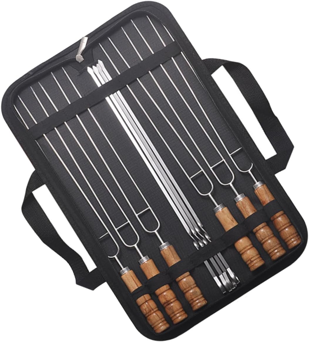 10pcs Stainless Steel Barbecue Skewers with Handle Reusable Grilling Tools for Kabobs Camping and Outdoor Bbq Easy to Clean and Durable