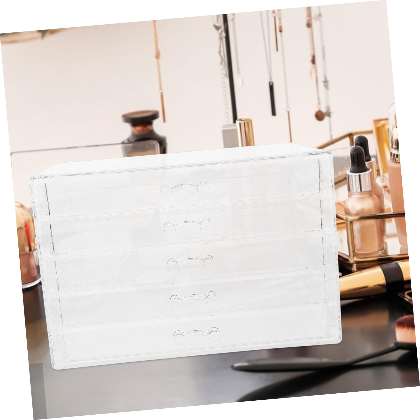 Boîte de Rangement Tiroir à 5 Couches en Acrylique Transparente et Étagère à Bijoux de Bureau Organisateur Multifonction avec Design Pratique pour Bureau