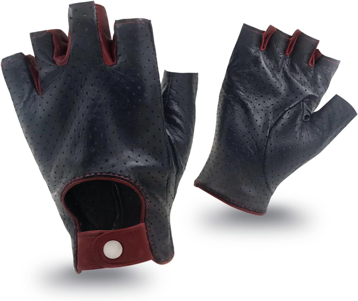 Mens Soft and Breathable Fingerless Leather Driving Gloves-Premium Lambskin