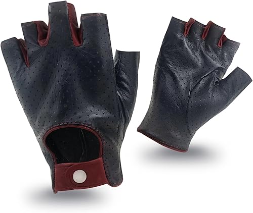 Miniatura 7 de ZLUXURQ Guantes de conducción de piel sin dedos suave y transpirable para mujer, piel de cordero prémium