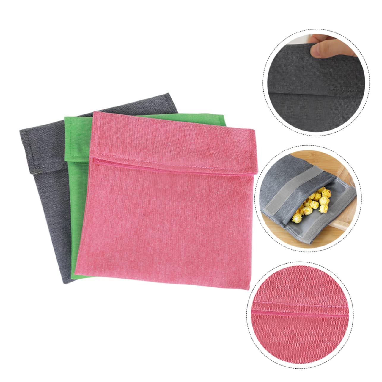 KOMBIUDA 2 Juegos 3 Piezas Bolsa De Refrigerio Fácil De Llevar Bolsa De Comida Bolsa Organizadora De Cosméticos Bolsa De Refrigerio De Tela Lavable Bolsa De Maquillaje Impermeable Bolsa De