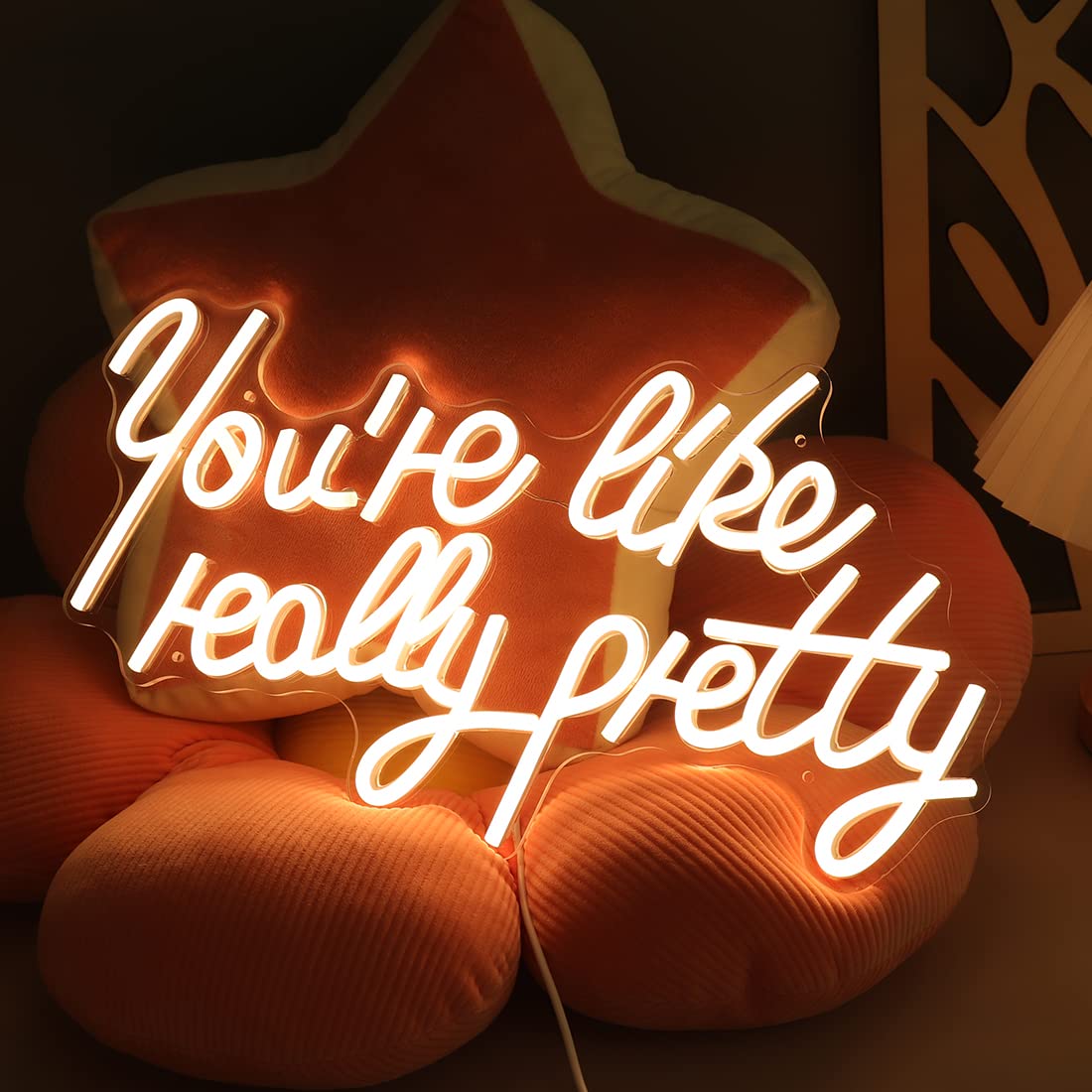 Planzo You're Like Really Pretty LED Neonlicht-Schild für Mädchen, Schlafzimmer, Kinderzimmer, Wandschild, Dekoracja, Hochzeit, Geburtstag, Party, Beleuchtet, Weihnachtsgeschenke, 40x22,6 cm
