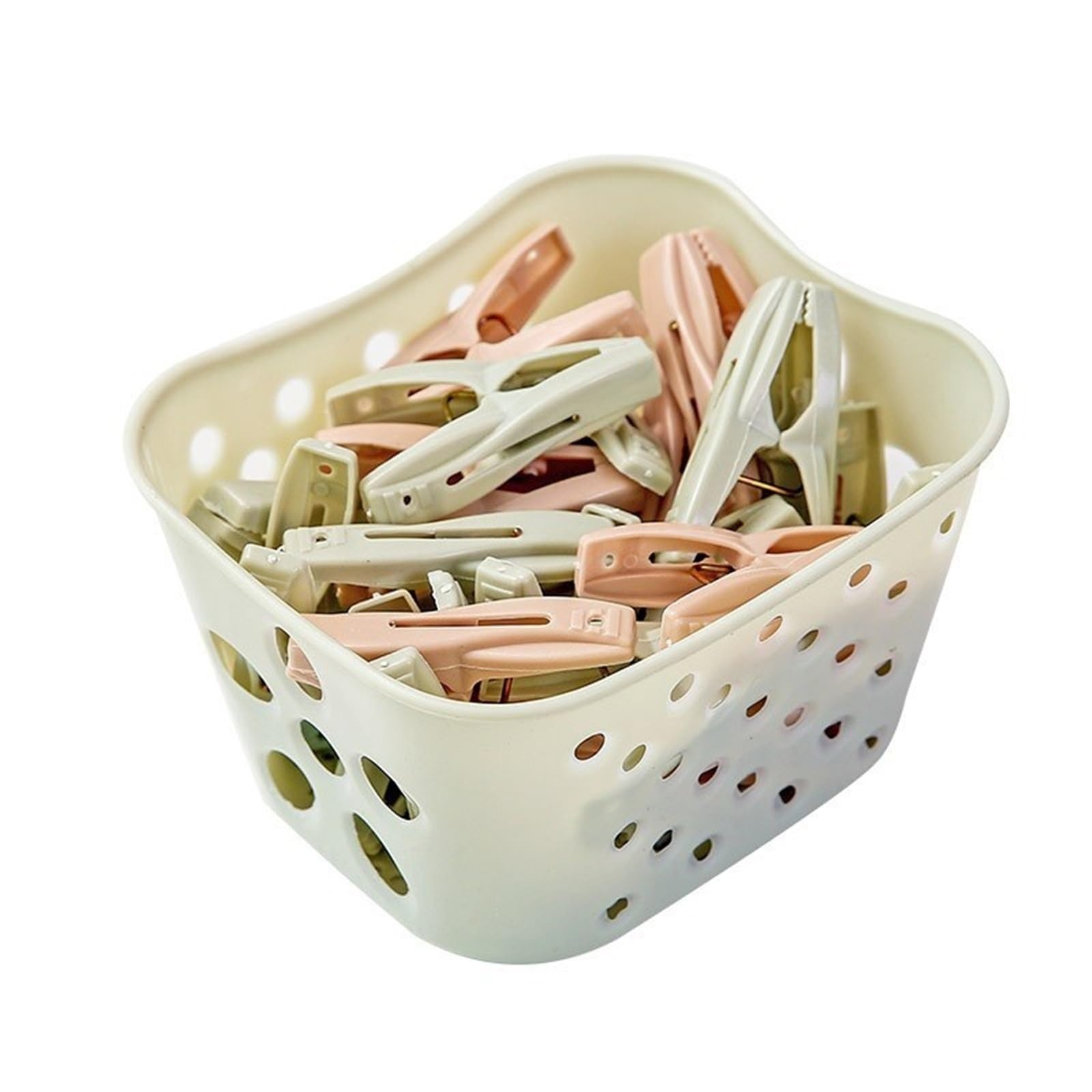 Plastic Clothes Pegs 30Pcs Plastic Clothes Pegs Laundry Pins Storage Organizer Quilt Towel Clips Spring With Basket(Light green)