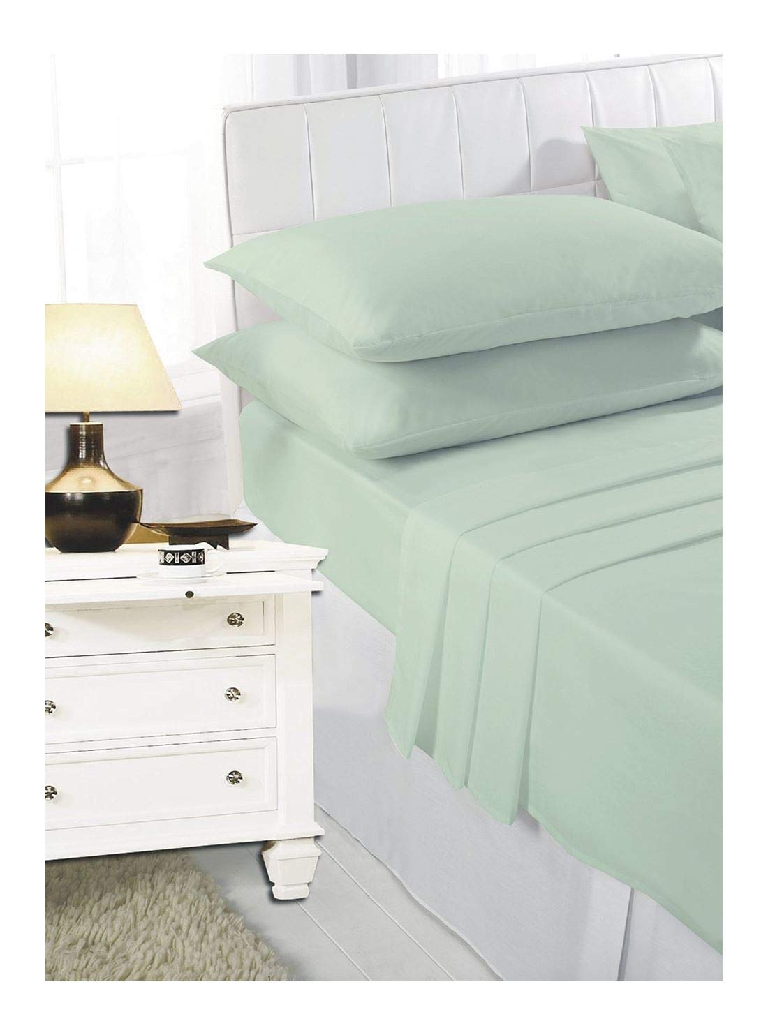 EGYPTO Extra DEEP 4ft (Small Double) Fitted Bed Sheets 16"/40cm Depth (Mint)