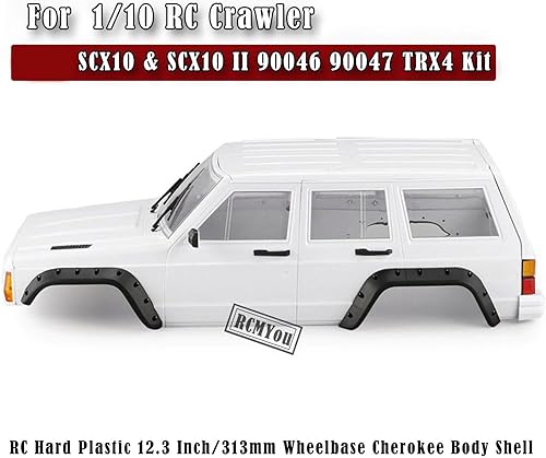 Carrocería de carrocería para 1/10 SCX10 y SCX10 II 90046 90047 TRX4, kit de plástico duro RC de 12.3 pulgadas/12.323 in distancia entre ejes