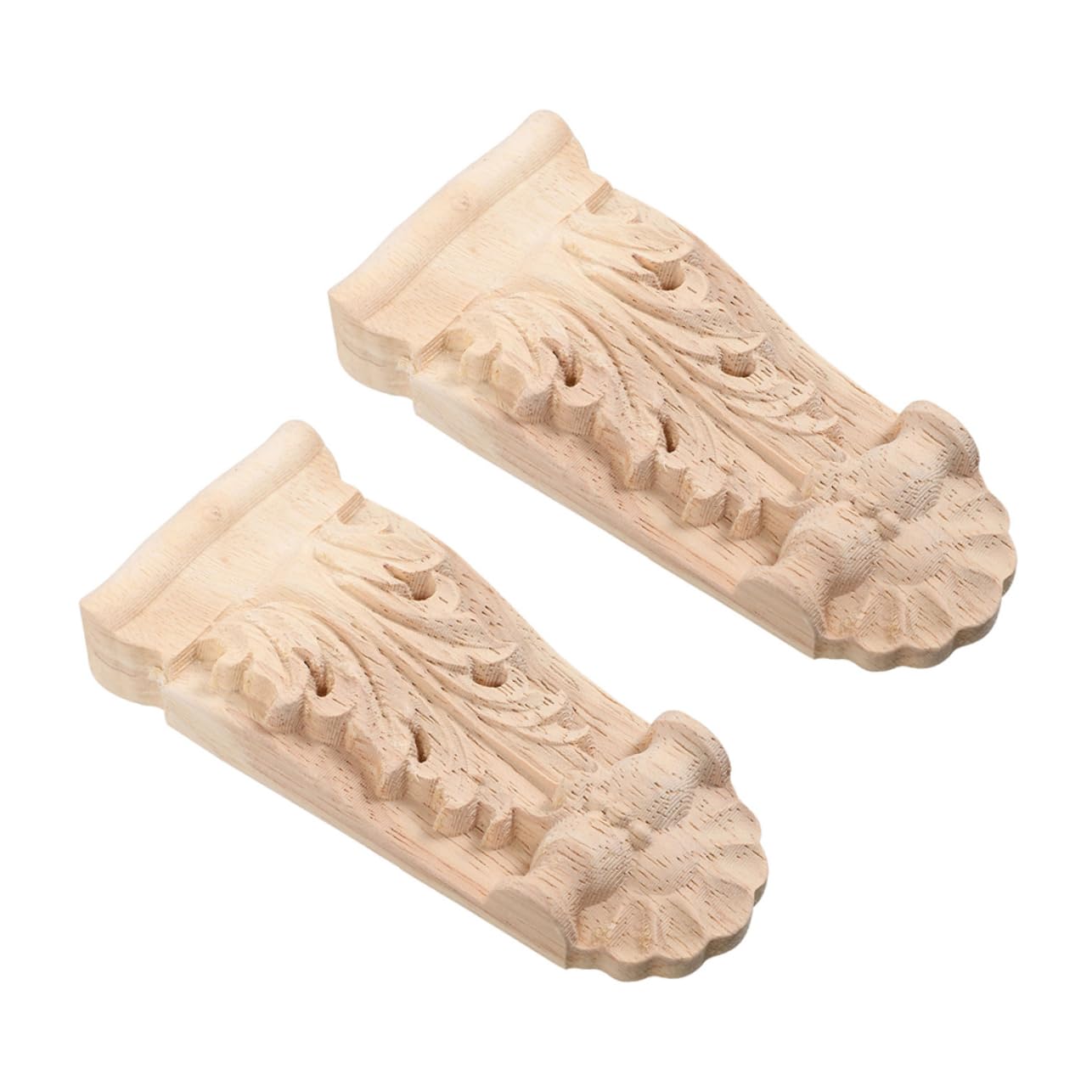 NUOBESTY 2 Stück Holzschnitzerei Dekoration im Europäischen Landhausstil Holzsäulen Konsolen mit Eleganter Holzapplikation für Wohnungszubehör und Möbeldekoration
