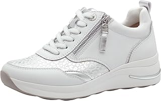 Comfort Damen Sneaker Flach Schnürsenkeln Mit Reißverschluss, Zapatillas Mujer