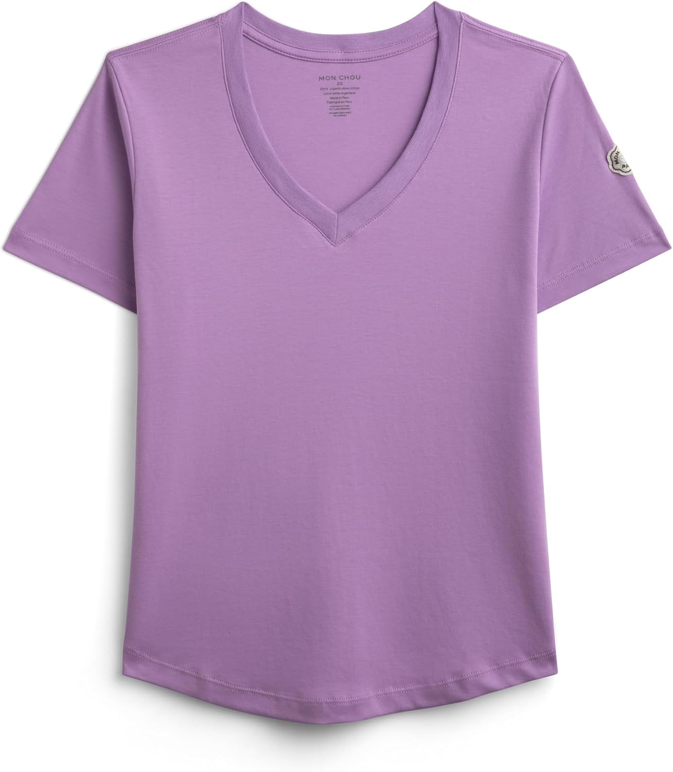 MON CHOU Women’s Premium Organic Pima Cotton V-Neck T-Shirt – Soft, Sustainable, Short Sleeve Relaxed Fit Everyday Tee