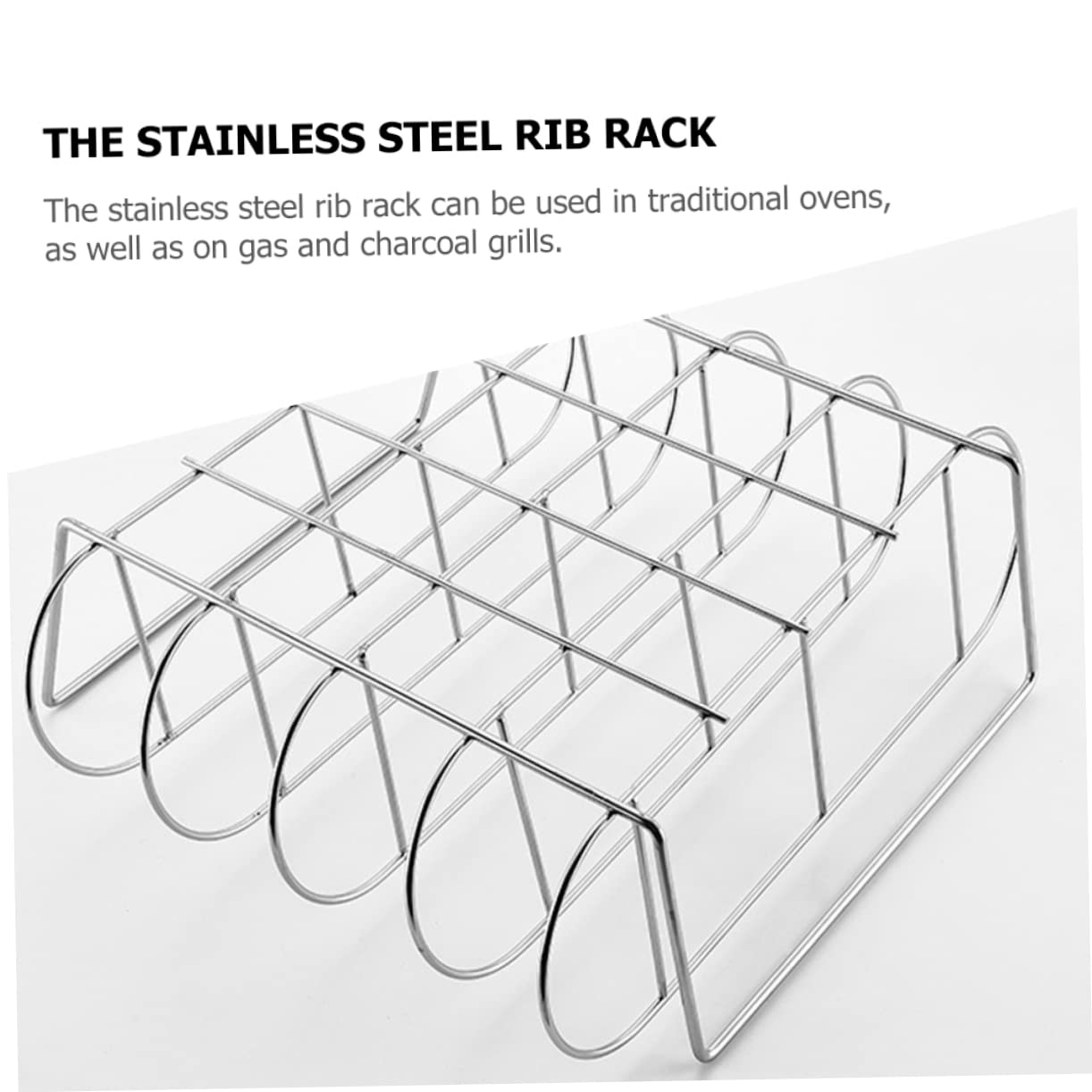 POPETPOP Supporto per Costine Barbecue in Acciaio Inox, Design Ergonomico e Facile da Pulire, Griglia per Arrosti per Uso Domestico e Picnic
