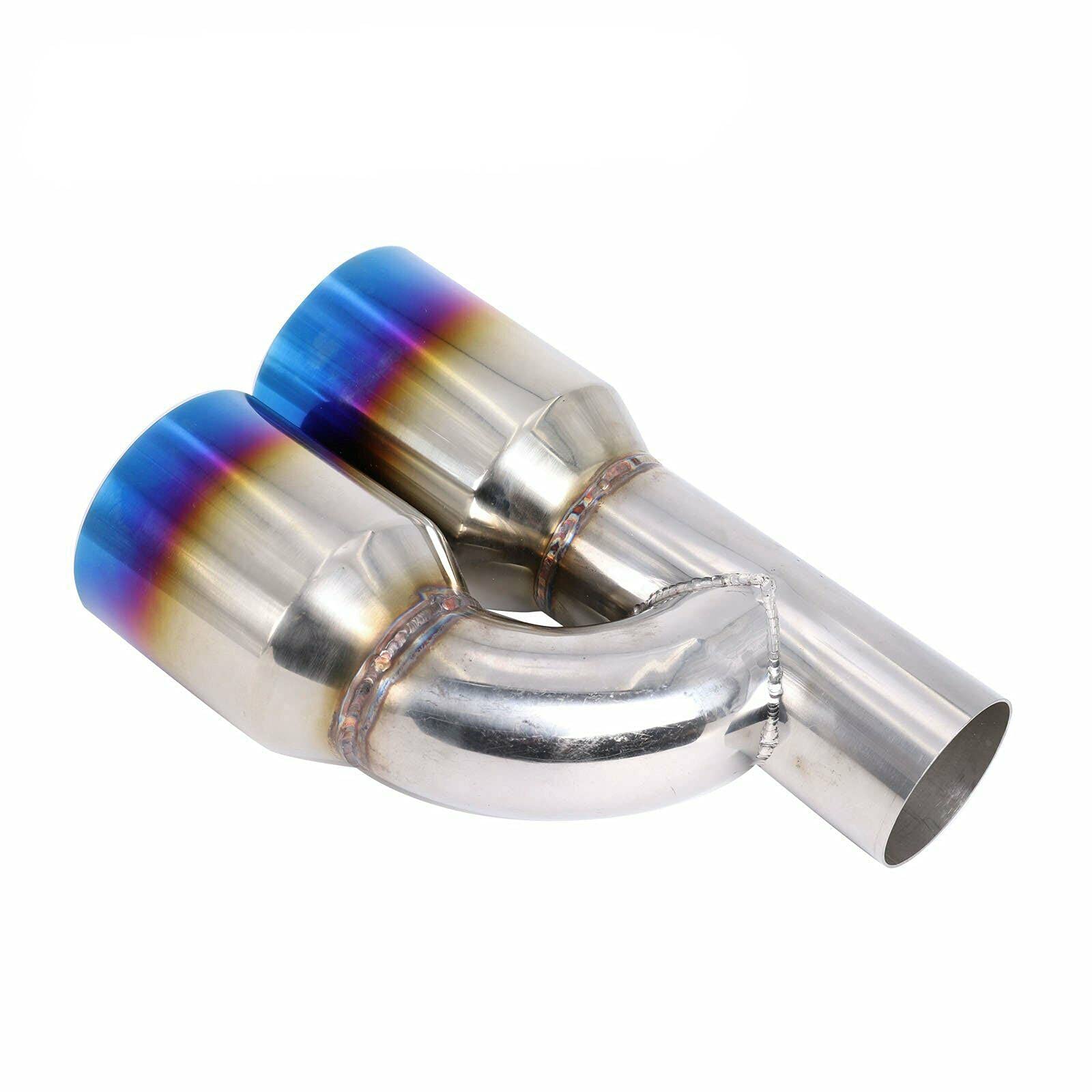 TYFYB Exhaust Dual Outlets Pipe Tip Polished Stainless Steel 2.5In3.5Out Blue Burnt, Stainless Steel,Blue