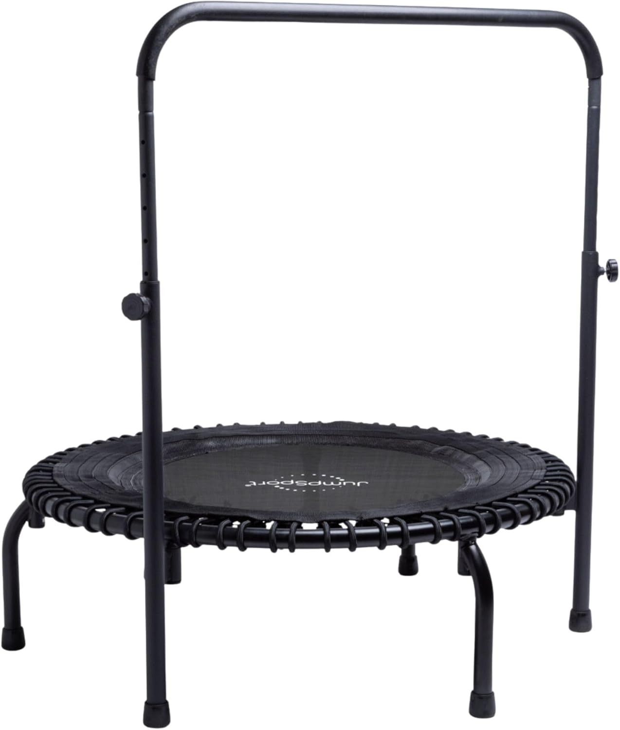 JumpSport 39" Fitness Trampoline and Handle Bar | Model 350i | Matte Black | Exercise Rebounder | 30 Adjustable Bungees | 275 lb Wt. Rating