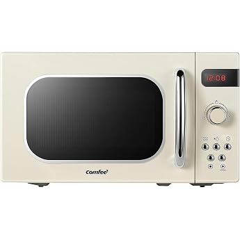 Comfee CMSRO 20 di cr Microwave Retro Style، فرن ميكروويف ريترو مع 8 قوائم سيارات، 5 مستويات طاقة الطبخ، الطبخ السريع