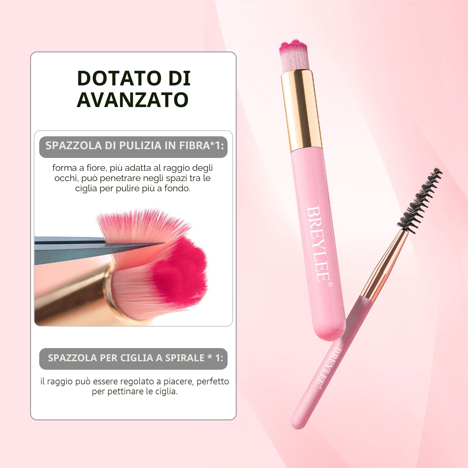 Shampoo Estensione Ciglia 60 ml + Bottiglia Risciacquo + Pennello + Mascara Parete Palpebra BREYLEE Lash, Senza Paraben e Solfati, Schiuma Detergente Trucco