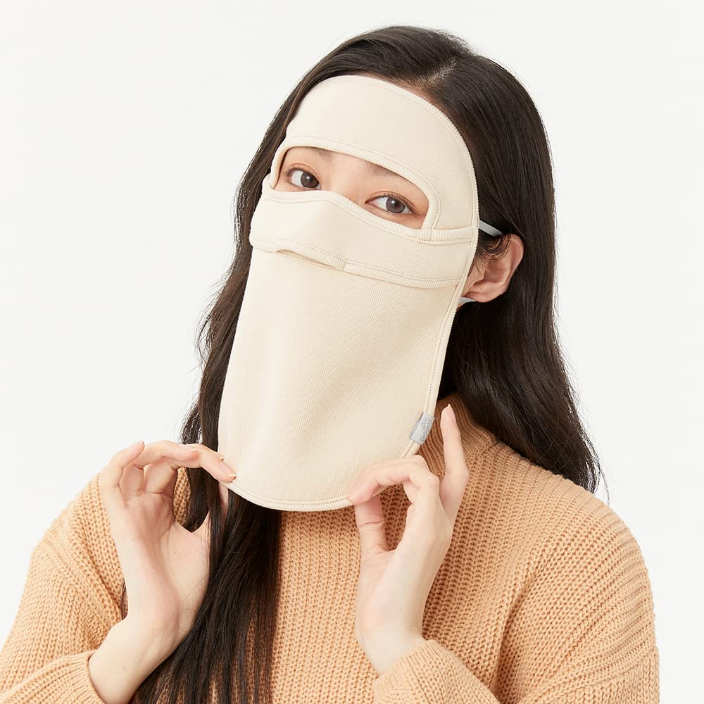 Winter Warm Face Cover Breathable Neck Gaiter Balaclava Dustproof Windproof Full Face Mask SNF2T118 Beige
