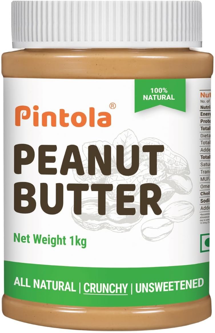 All Natural Peanut Butter Crunchy 1kg | Smooth, Unsweetened | 30g Protein | Gluten & Cholesterol Free, Vegan Peanut Butter, Nut Butter, High in Protein Spread, 100% Pure Roasted peanuts butter