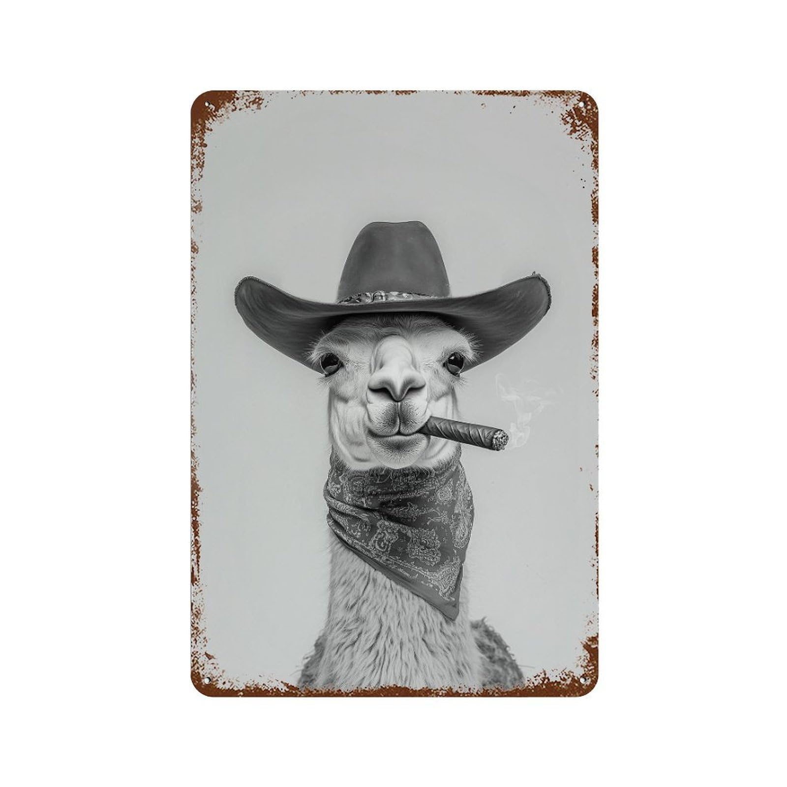 xiaoxiaoshen Llama Cowboy Art Print Wall Decor Art Metal Tin Poster Modern Home Decor Art Home Bar Shop Decorations Vintage Sign 30x20cm
