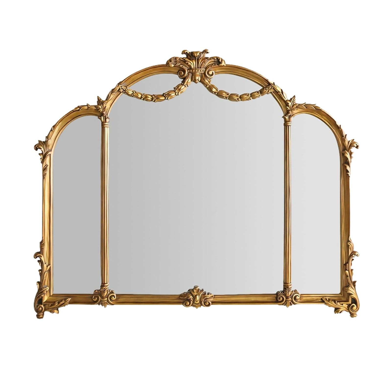 Dekoracyjne Lustro Ścienne W Stylu Vintage, Antyczne Złote Lustro Kominkowe, Ozdobne Lustro Do Makijażu O Wymiarach 39 X 32 Cale Do Przedpokoju, Łazienki, Salon