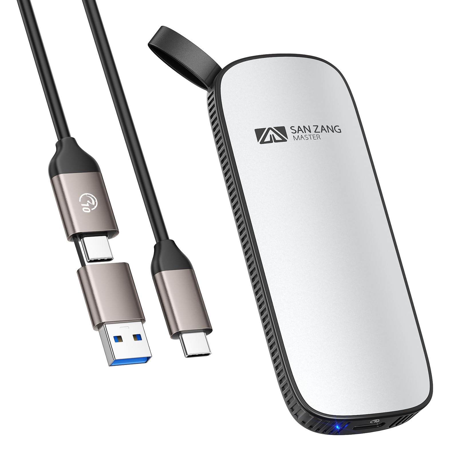 SAN ZANG MASTER Extreme Portable SSD 1 TB,bis zu 1050 MB/s Lesen,1000 MB/s Schreiben,USB 3.2 Gen 2, Externe SSD für Laptop,Type C Smartphones, Pro,Air,Silber