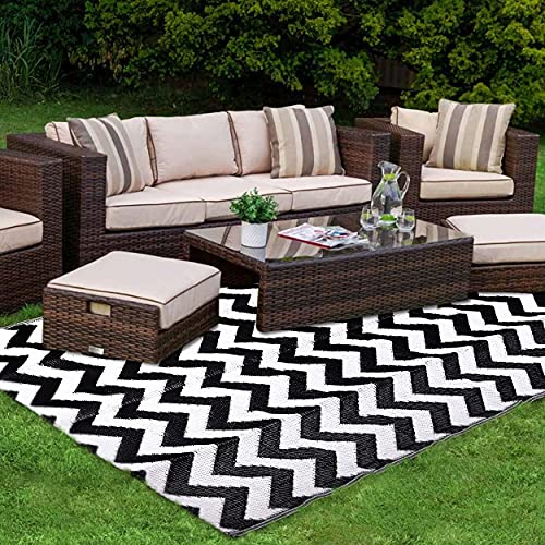 Reversible Mats Outdoor Rugs 5' x 8' Waterproof Plastic Straw Rug Modern Area Rug Outside RV Patio Rug Mats Camping Rugs for Outdoors,Backyard, Deck,Picnic,Beach,Trailer