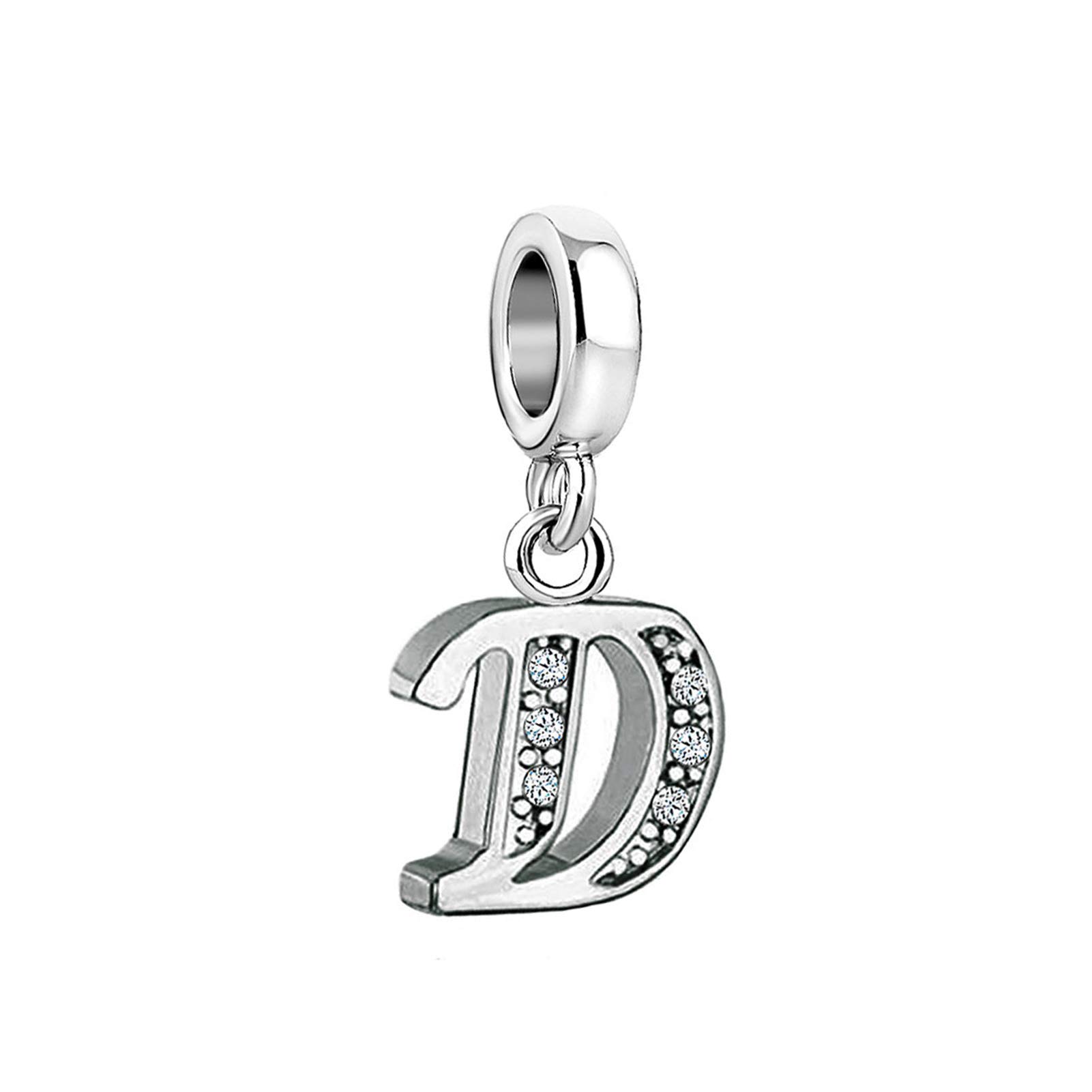 MiniJewelryWomen A-Z Initial Letter Charms for Bracelets Necklaces Pendants Alphabet Dangle Name Sister Friendship BFF Crystal Clear CZ