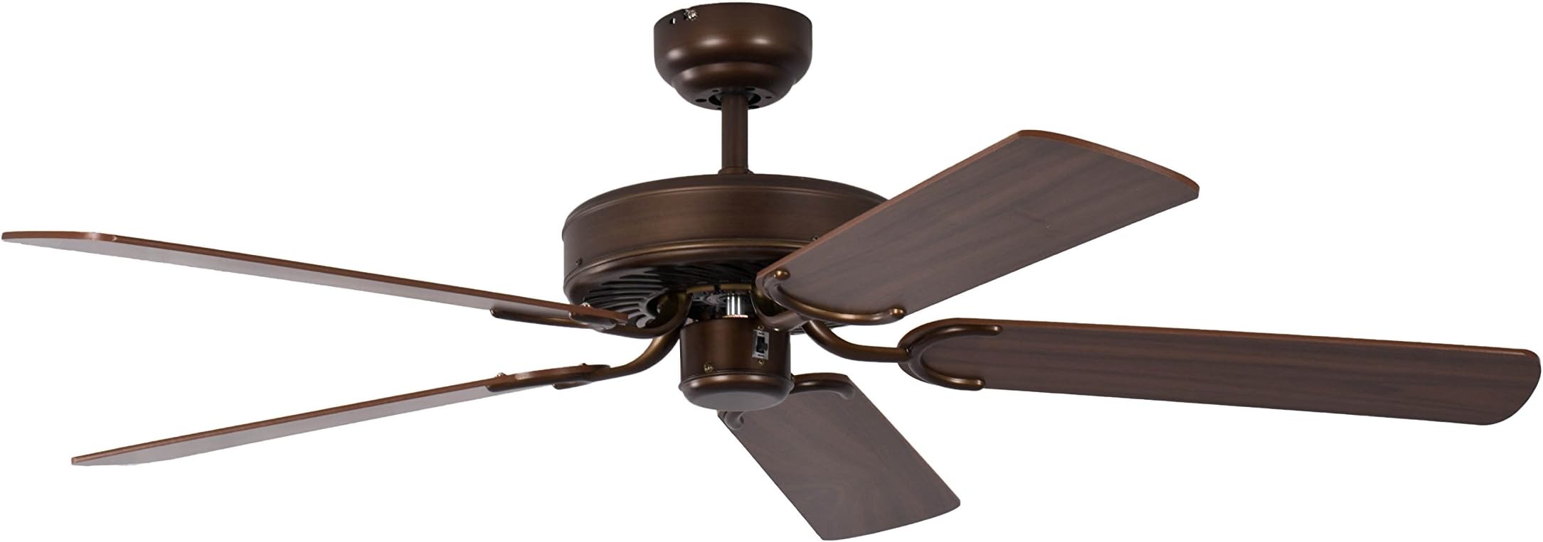 Potkuri 52 inch / 132 cm Ceiling Fan without Lights in Aged Bronze with Pull Cord and Blades Walnut