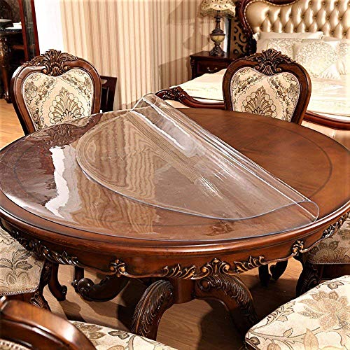 Crystal Clear 40 Inch Diameter Round Table Protector Plastic Cover Circle Tablecloth For Coffee Dining Conference Tabletop Wipeable Protective Office Desk Side Beside Vinyl Table Pad Mat (Dia. 102Cm) #TOP1