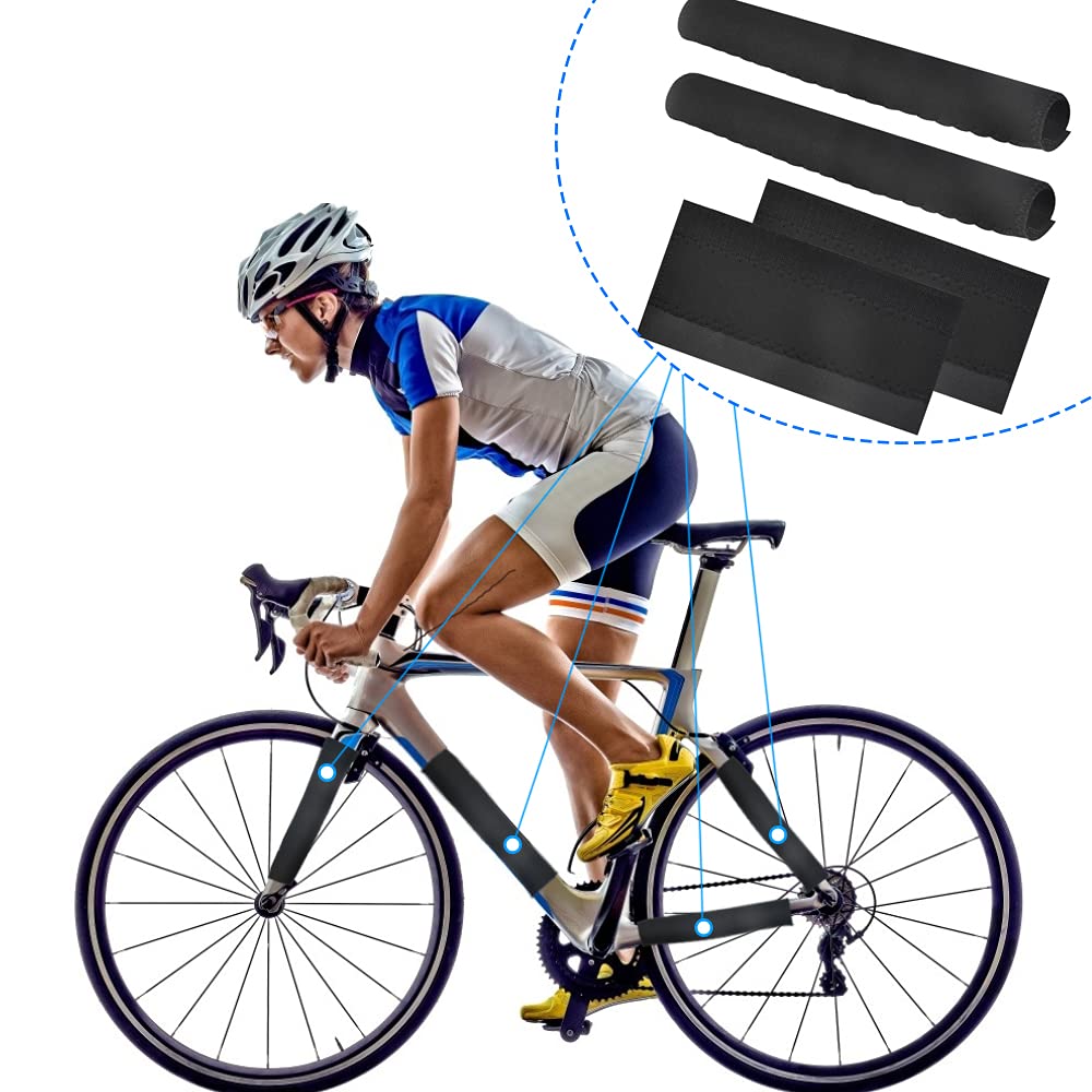 4 PCS Protecteurs de Cadre de Vélo Protège-Base Chainstay Autocollants de Chaîne de Garde Noir Protection Cadre VTT pour Empêche le Vélo de Se Rayer et de Rouiller(22*10.5cm)
