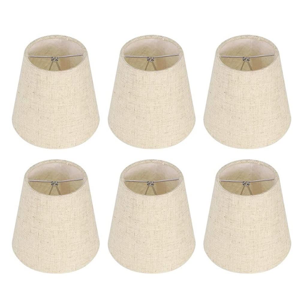 CWCQGH Small Lamp Shade Clip on Bulb Set of 6 for Candelabra Bulbs, Barrel Fabric Lampshade Table Chandelier Wall
